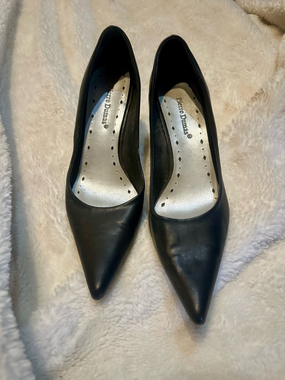 Pierre Dumas Black Pointed Toe Pump - Classic Work Heel